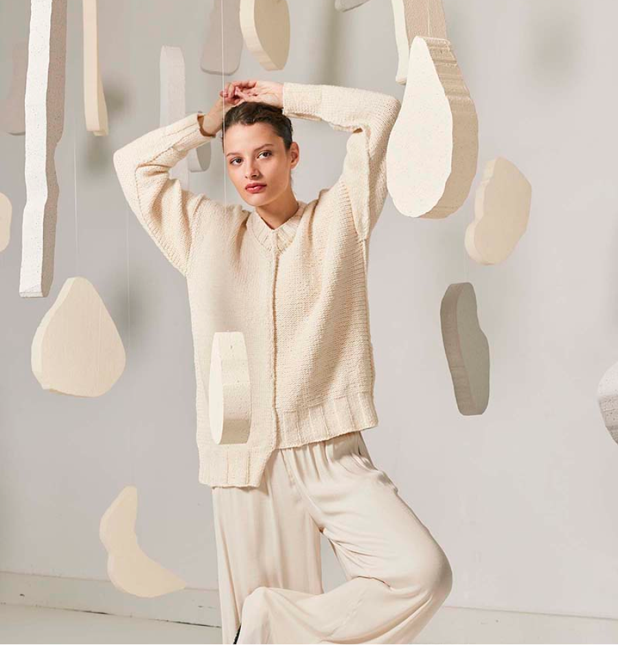 Gestrickter Leinenpullover